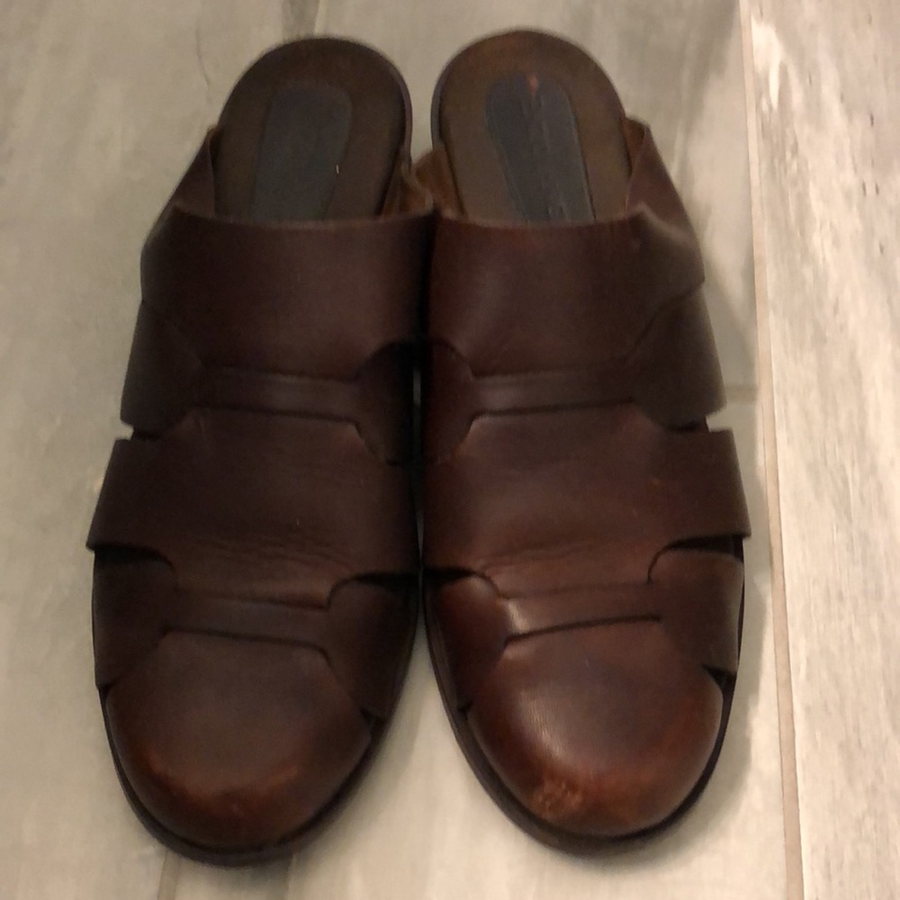 Y2K Enzo Angiolini Brown Leather Mules Size 7